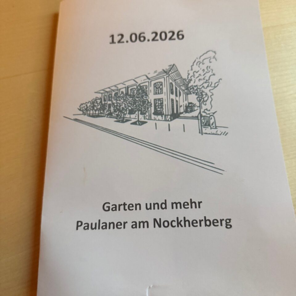 Flyer Paulaner am Nockherberg mit Datum und Gebäudezeichnung